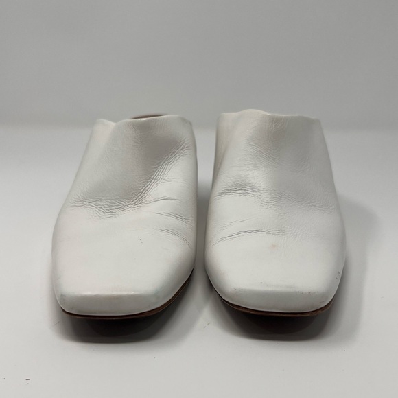 Neous White Leather Ball Heel Square Toe Mules Size 38 Women’s - Picture 3 of 10